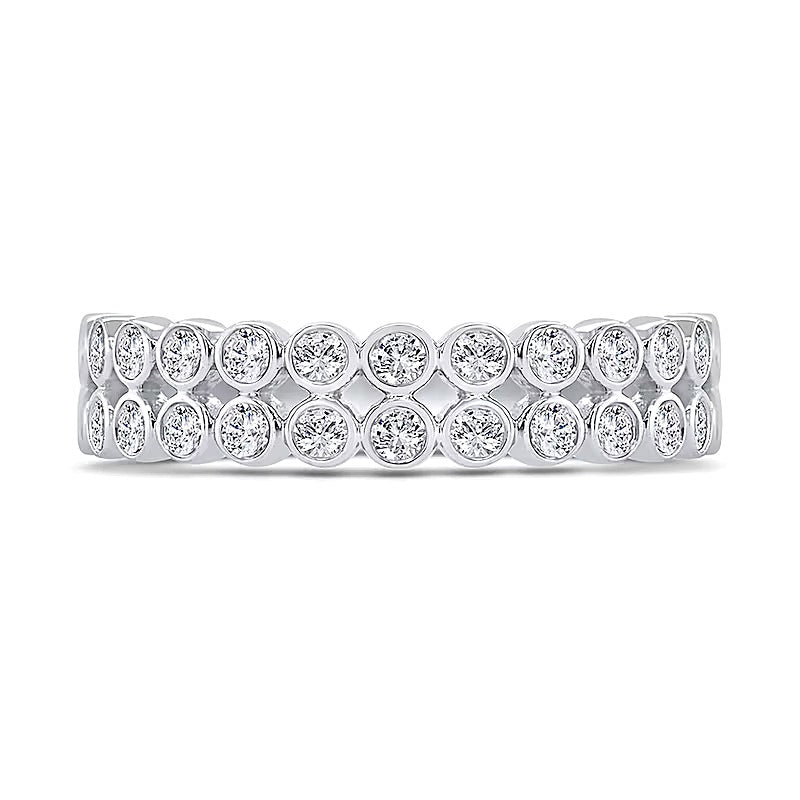0.33 ct. Gesamtgewicht Diamant Ring mit Zargenfassung und Doppelreihe in 10K Weißgold