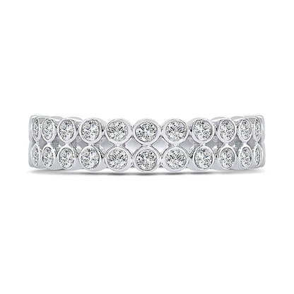 0.33 ct. Gesamtgewicht Diamant Ring mit Zargenfassung und Doppelreihe in 10K Weißgold
