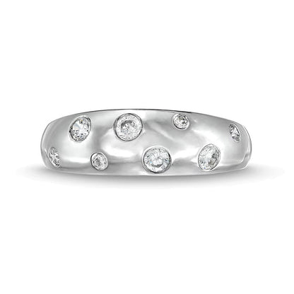 0.25 ct. Gesamtgewicht Diamant-Ring mit Blasen-Design in 10K Weißgold