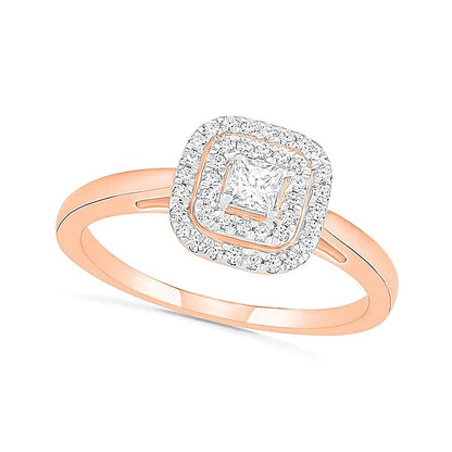 Braut-Set mit Diamanten im Princess-, Rund- und Kissenschliff, 0.38 ct. Gesamtgewicht, in 10K Roségold