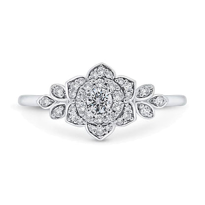 0,25 ct. Gesamtgewicht Diamant Lotusblüten-Ring in 10K Weißgold
