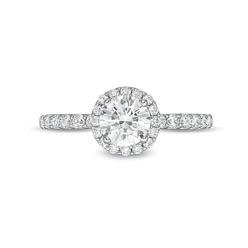 1,5 ct. Gesamtgewicht Labordiamant Halo Verlobungsring in 14K Weißgold (F/VS2)