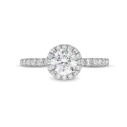 1,5 ct. Gesamtgewicht Labordiamant Halo Verlobungsring in 14K Weißgold (F/VS2)