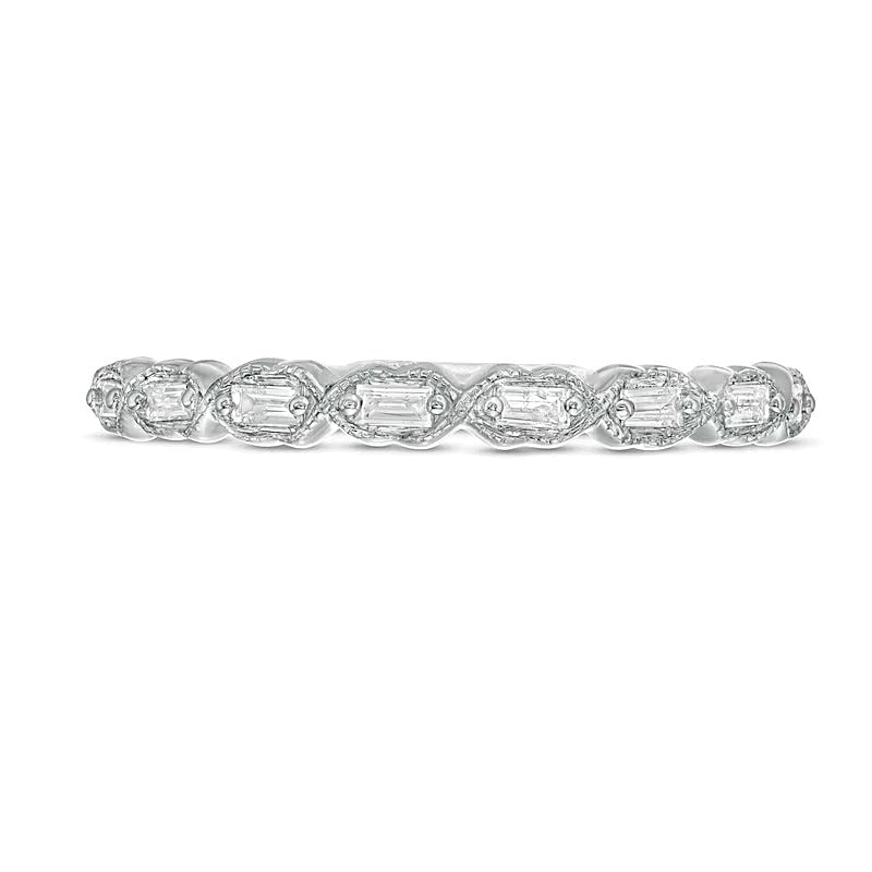 0,13 ct. Gesamtgewicht Baguette-Diamant Art-Déco Vintage-Stil stapelbarer Ring in 10K Weißgold