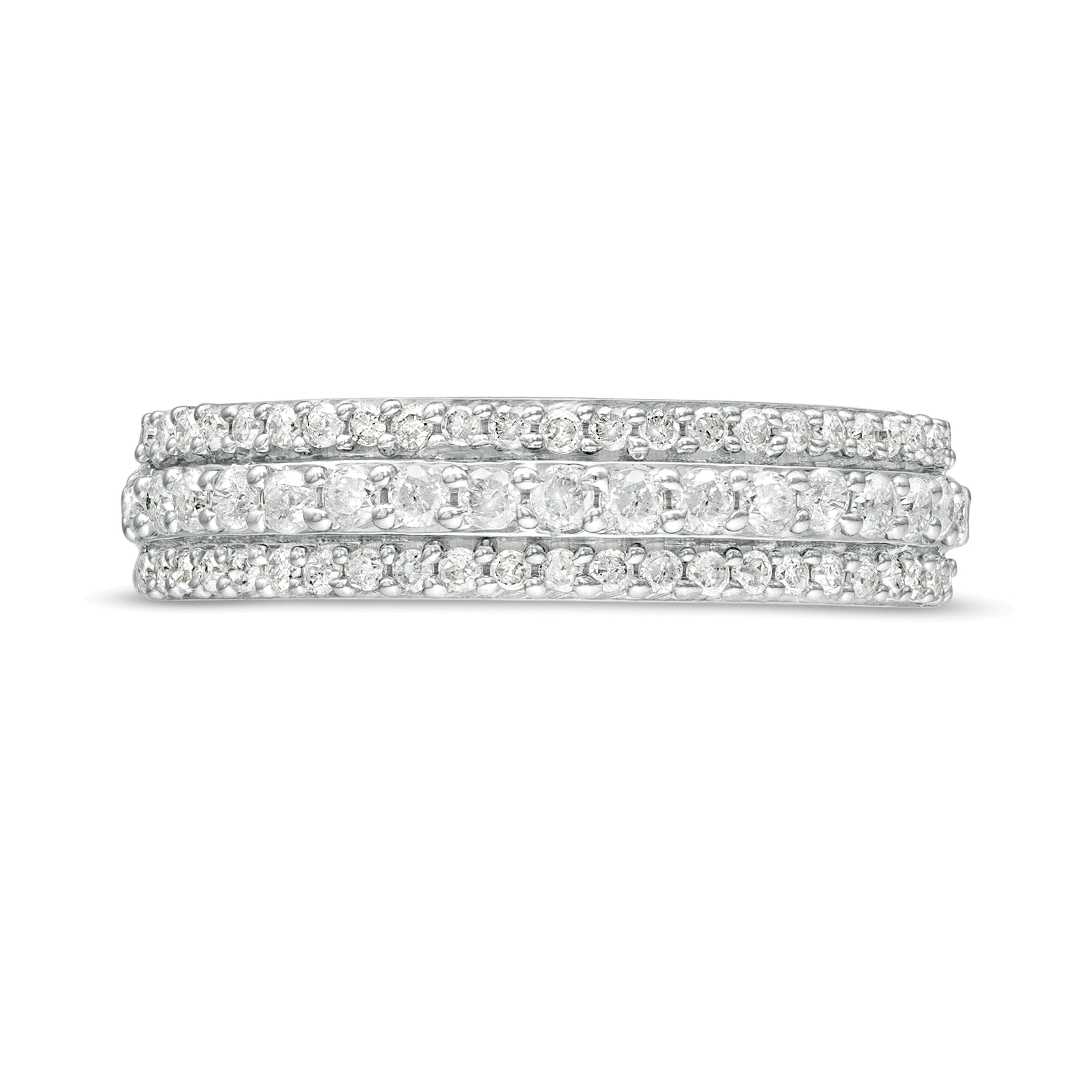 0.5 ct. Gesamtgewicht Diamant Ring dreireihig in 10K Weißgold