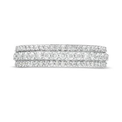 0.5 ct. Gesamtgewicht Diamant Ring dreireihig in 10K Weißgold