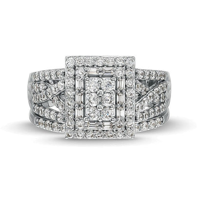 Braut-Set mit Diamanten im Baguette-, Rechteck- und Rundschliff, 1.0 ct. Gesamtgewicht, in 10K Weißgold