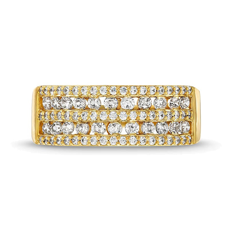 Mehrreihiger Ring mit Diamanten 0.75 ct. Gesamtgewicht in 10K Gelbgold