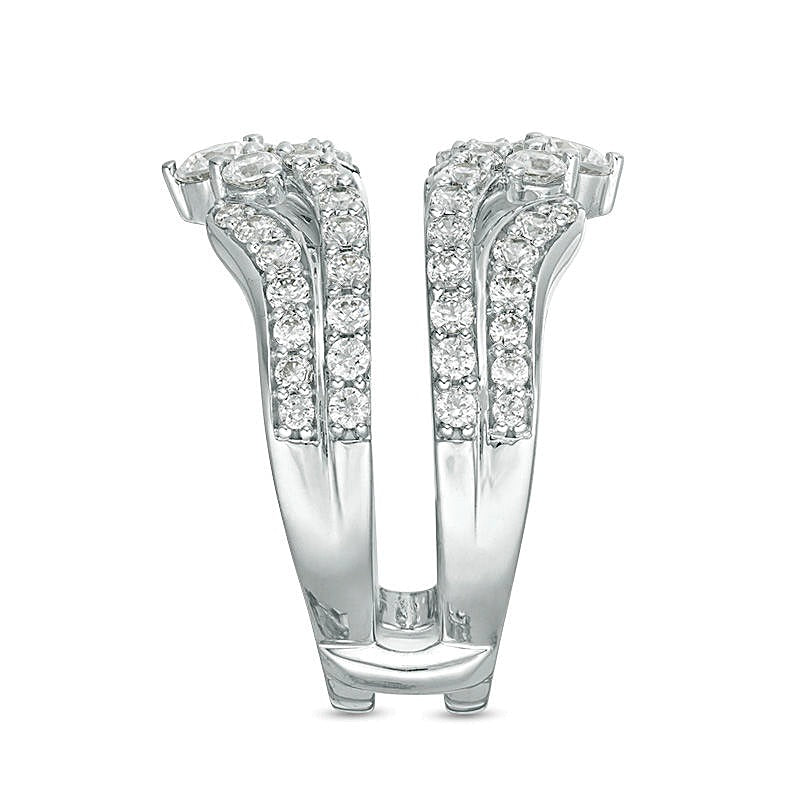 1,5 ct. Gesamtgewicht Diamant-Ring mehrreihig im Tiara-Stil Solitär-Enhancer in 14K Weißgold