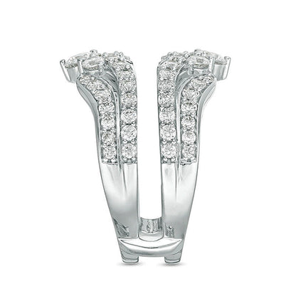 1,5 ct. Gesamtgewicht Diamant-Ring mehrreihig im Tiara-Stil Solitär-Enhancer in 14K Weißgold