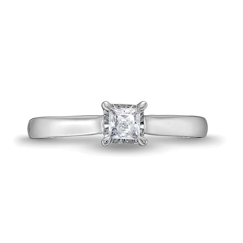 0.5 ct. Gesamtgewicht Verlobungsring mit Diamanten im Princess- und Rundschliff in 14K Weißgold (I/I2)