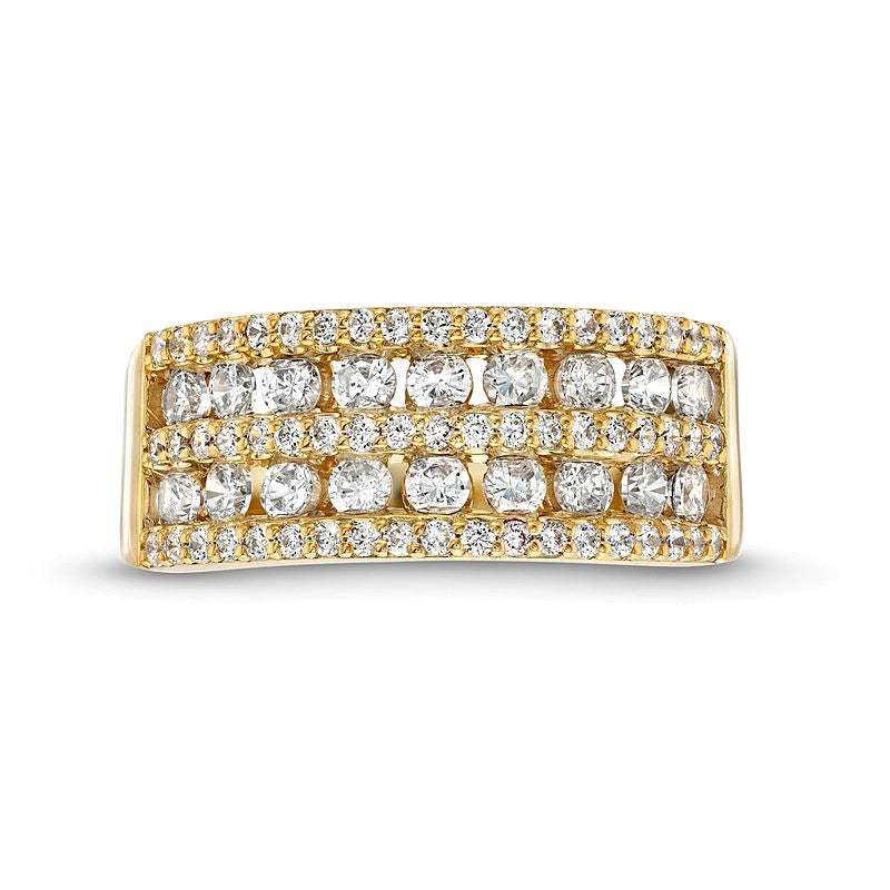 Mehrreihiger Ring mit Diamanten 1.0 ct. Gesamtgewicht in 10K Gelbgold