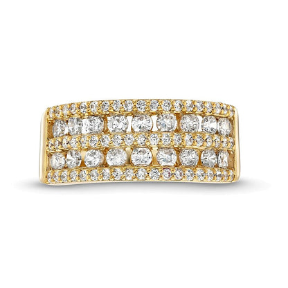 Mehrreihiger Ring mit Diamanten 1.0 ct. Gesamtgewicht in 10K Gelbgold