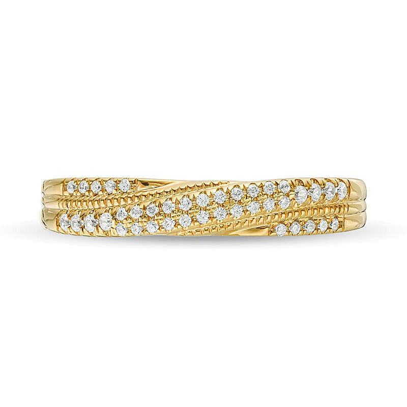 0.17 ct. Gesamtgewicht Diamant Memoire-Ring im Crossover-Vintage-Stil in 10K Gelbgold