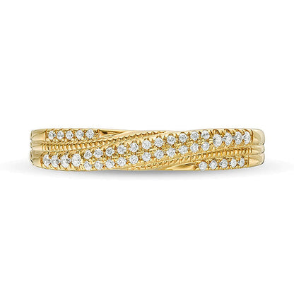0.17 ct. Gesamtgewicht Diamant Memoire-Ring im Crossover-Vintage-Stil in 10K Gelbgold