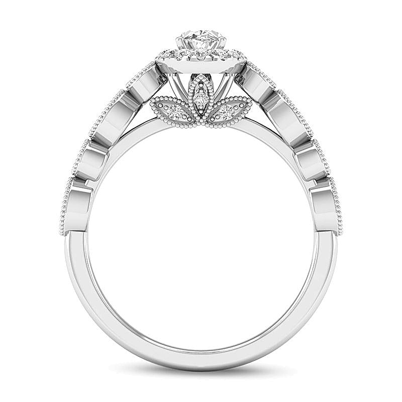 0.5 ct. Gesamtgewicht Braut-Set mit ovalem Diamant-Rahmen in 14K Gelbgold