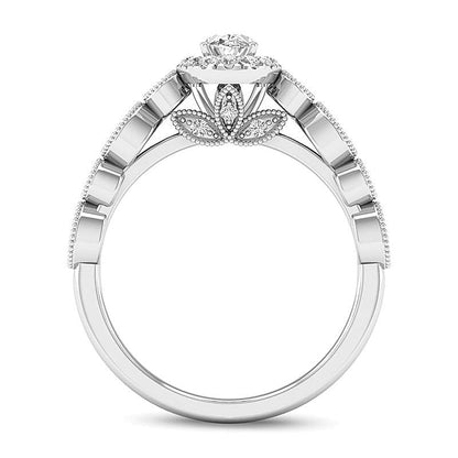 0.5 ct. Gesamtgewicht Braut-Set mit ovalem Diamant-Rahmen in 14K Gelbgold