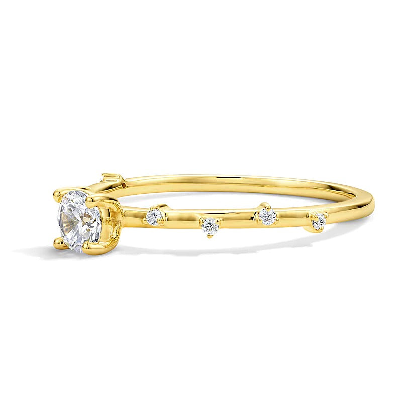 0.25 ct. Gesamtgewicht Labordiamant Freundschaftsring in 10K Gelbgold (F/SI2)