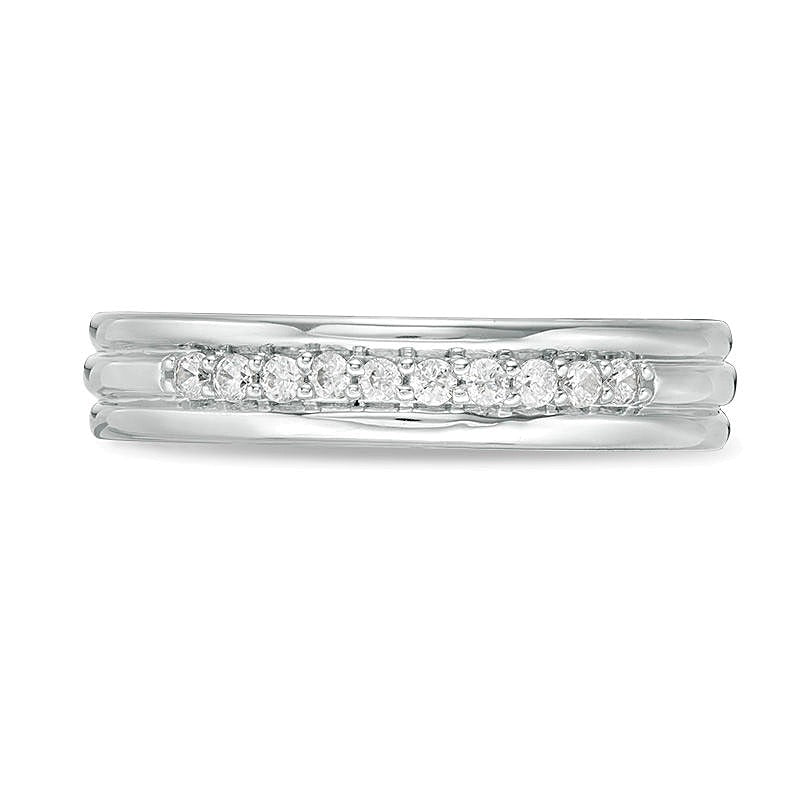 0,2 ct. Gesamtgewicht Diamant-Ehering mit Rille in 14K Weißgold