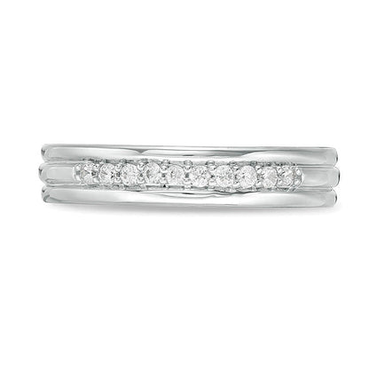 0,2 ct. Gesamtgewicht Diamant-Ehering mit Rille in 14K Weißgold