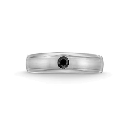 0.2 ct. schwarzer Diamant Solitär Memoire-Ring in 10K Weißgold