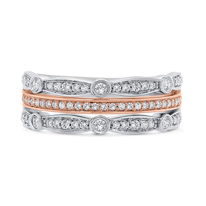 0.38 ct. Gesamtgewicht Diamant mehrreihiger Stapelring in 10K Gold zweifarbig