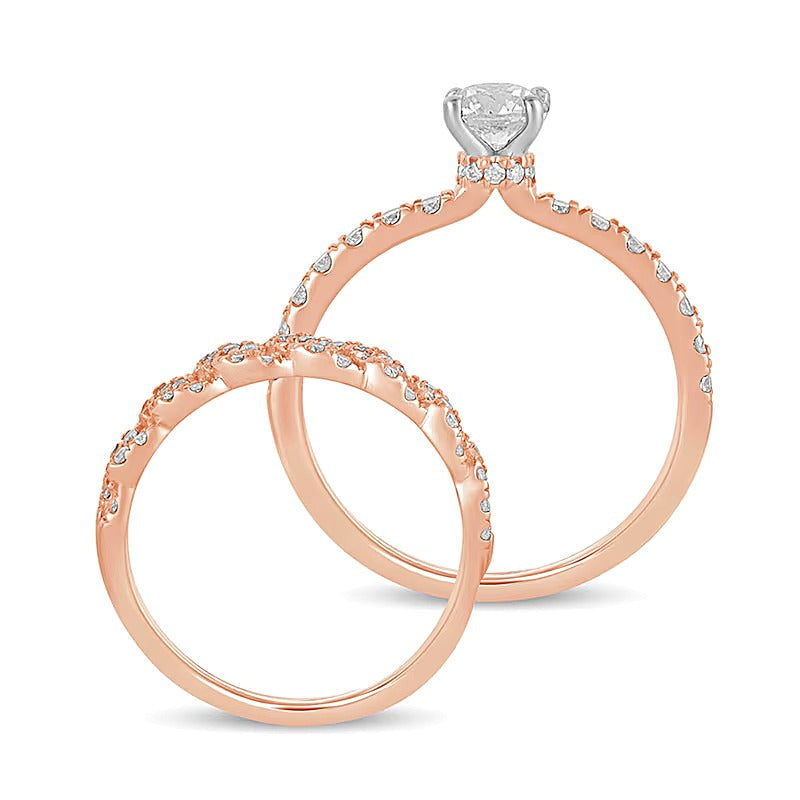 Braut-Set mit Diamanten 1.0 ct. Gesamtgewicht in 10K Roségold