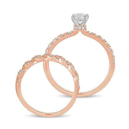Braut-Set mit Diamanten 1.0 ct. Gesamtgewicht in 10K Roségold
