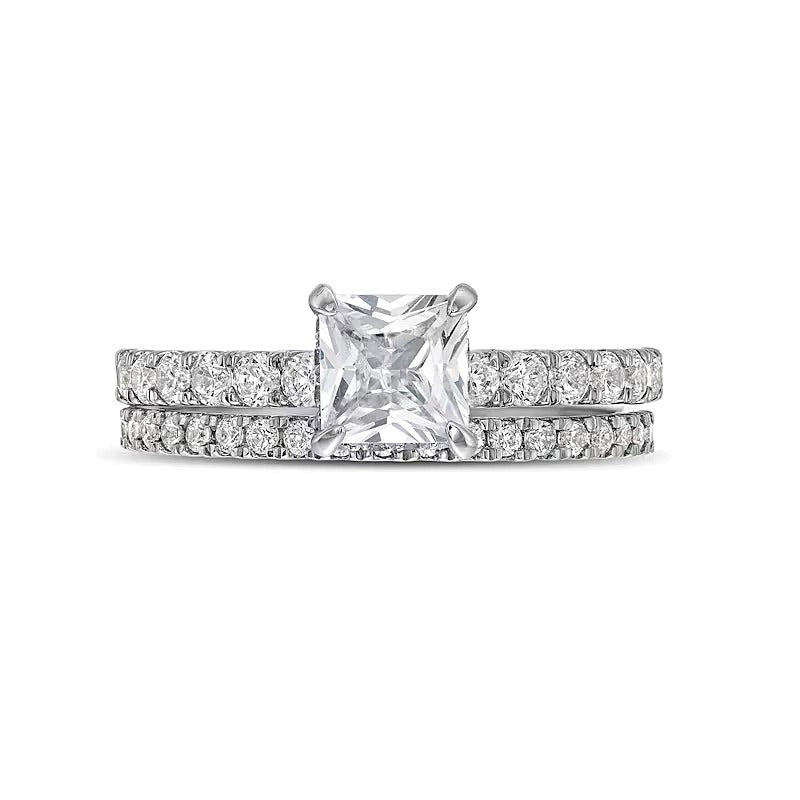1,75 ct. Gesamtgewicht Braut-Set mit Princess-Labordiamanten in 14K Weißgold (F/SI2)