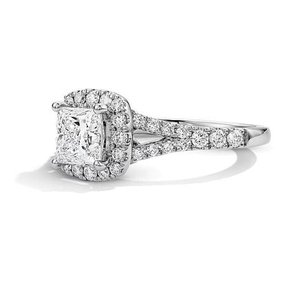 1.5 ct. Gesamtgewicht Labordiamant-Verlobungsring im Princess-Schliff mit Halo in 14K Weißgold (F/VS2)