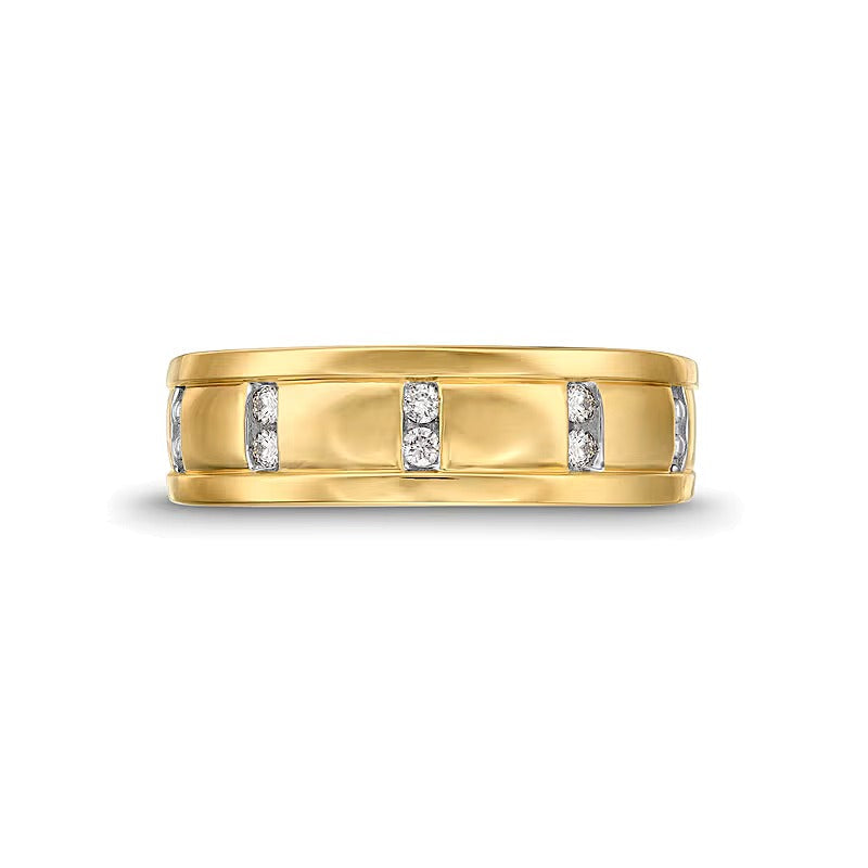 0.1 ct. Gesamtgewicht Diamant Ring vertikal kanalgefasst in 10K Gelbgold