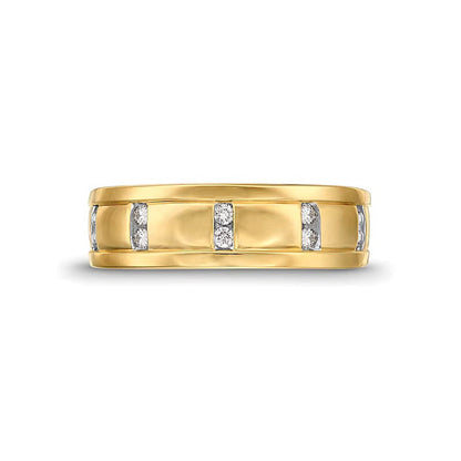 0.1 ct. Gesamtgewicht Diamant Ring vertikal kanalgefasst in 10K Gelbgold