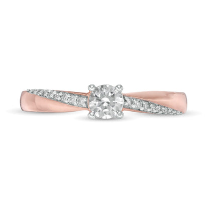 0.33 ct. Gesamtgewicht Diamant-Verlobungsring als Solitär mit seitlichem Besatz in 10K Roségold