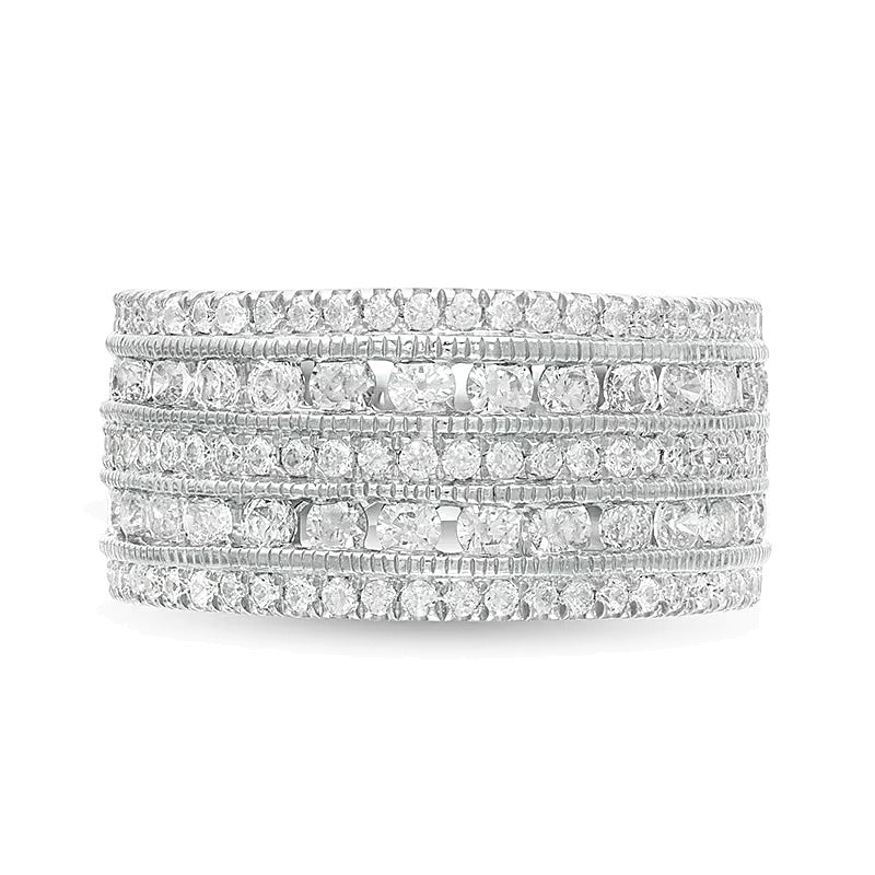 2.0 ct. Gesamtgewicht Diamant mehrreihiger Verlobungsring im Vintage-Stil in 10K Weißgold