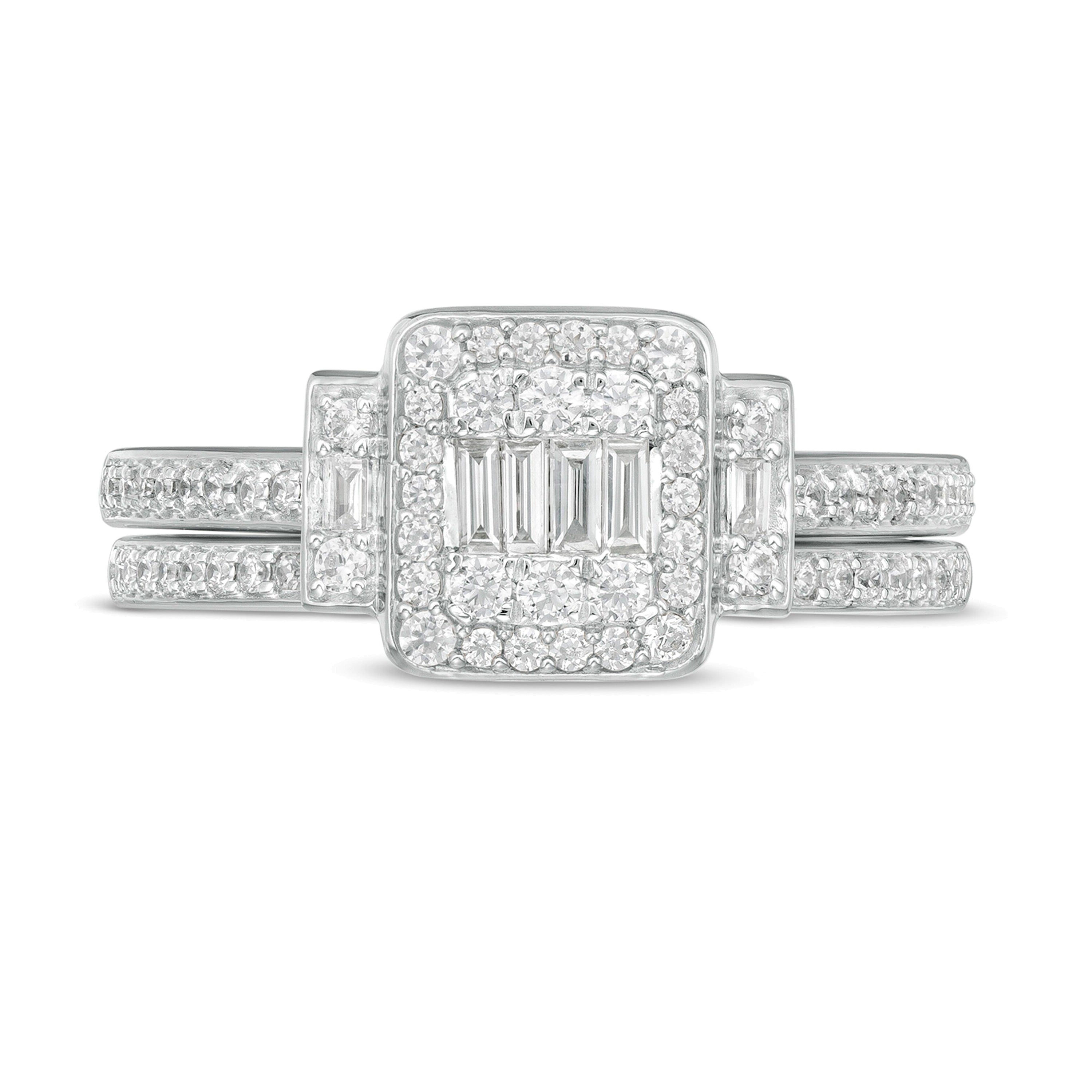 0,5 ct. Gesamtgewicht Komposit-Diamant Brautset in 10K Weißgold