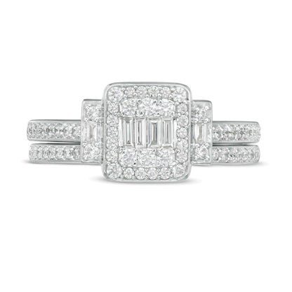 0,5 ct. Gesamtgewicht Komposit-Diamant Brautset in 10K Weißgold