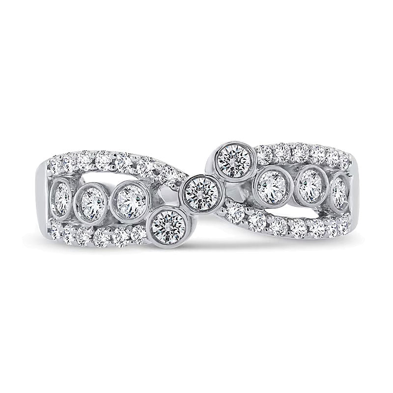 0.5 ct. Gesamtgewicht Diamant Bypass-Ring in 10K Weißgold mit Zargenfassung