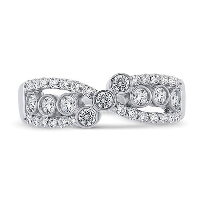 0.5 ct. Gesamtgewicht Diamant Bypass-Ring in 10K Weißgold mit Zargenfassung
