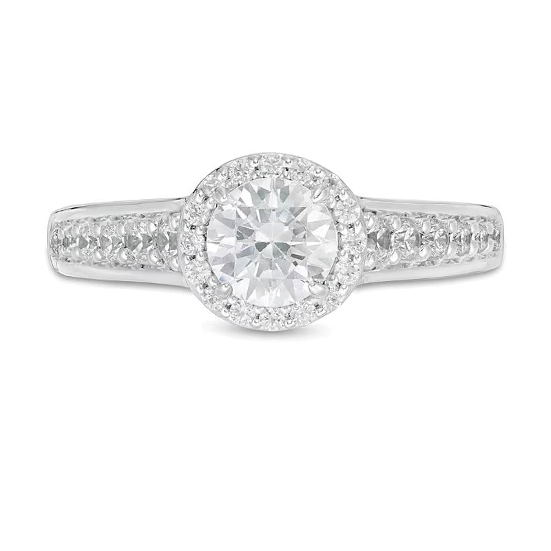 1.0 CT. Gesamtgewicht Diamant-Halo-Verlobungsring in 14K Weißgold