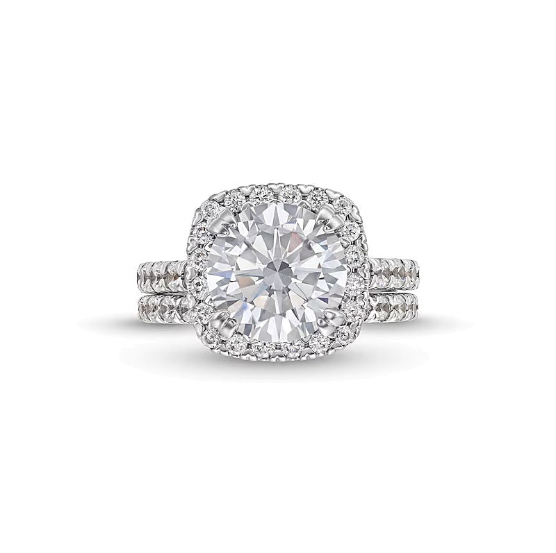 5.5 CT. TW Labordiamant-Braut-Set mit Halo in 14K Weißgold (I/SI2)