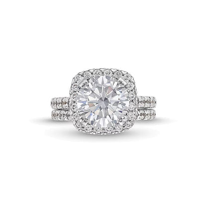 5.5 CT. TW Labordiamant-Braut-Set mit Halo in 14K Weißgold (I/SI2)