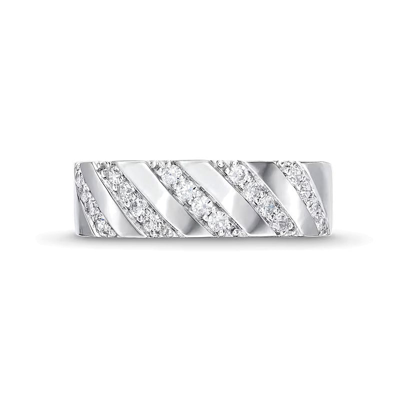 0,33 ct. Gesamtgewicht Diamant-Ring mit schräger Reihe in 10K Weißgold