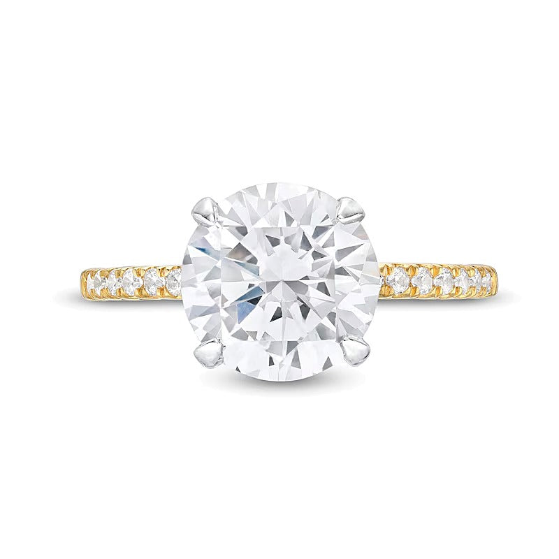 3.25 CT. TW Verlobungsring mit Labordiamanten in 14K Gelbgold, Solitär mit seitlichem Besatz (I/SI2)