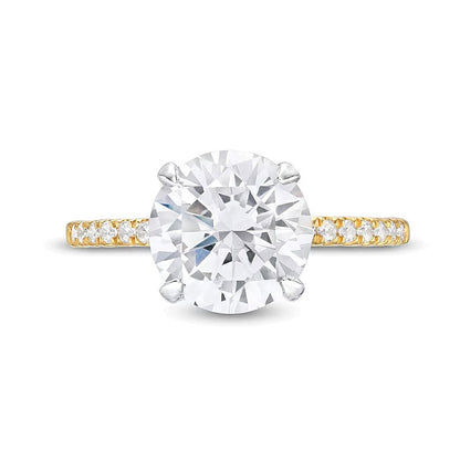 3.25 CT. TW Verlobungsring mit Labordiamanten in 14K Gelbgold, Solitär mit seitlichem Besatz (I/SI2)