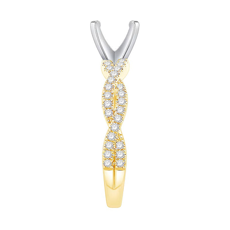 0.33 ct. Gesamtgewicht Diamant Solitär-Fassung mit Twist-Schiene für Damen aus 14K Gelbgold