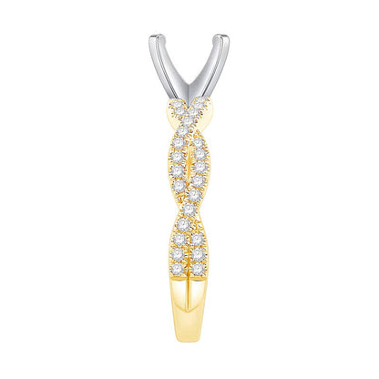 0.33 ct. Gesamtgewicht Diamant Solitär-Fassung mit Twist-Schiene für Damen aus 14K Gelbgold
