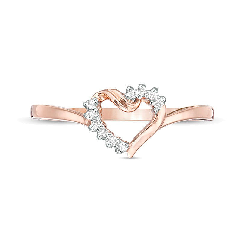 Diamant-Herz-Ring 0,05 ct. Gesamtgewicht in 10K Roségold