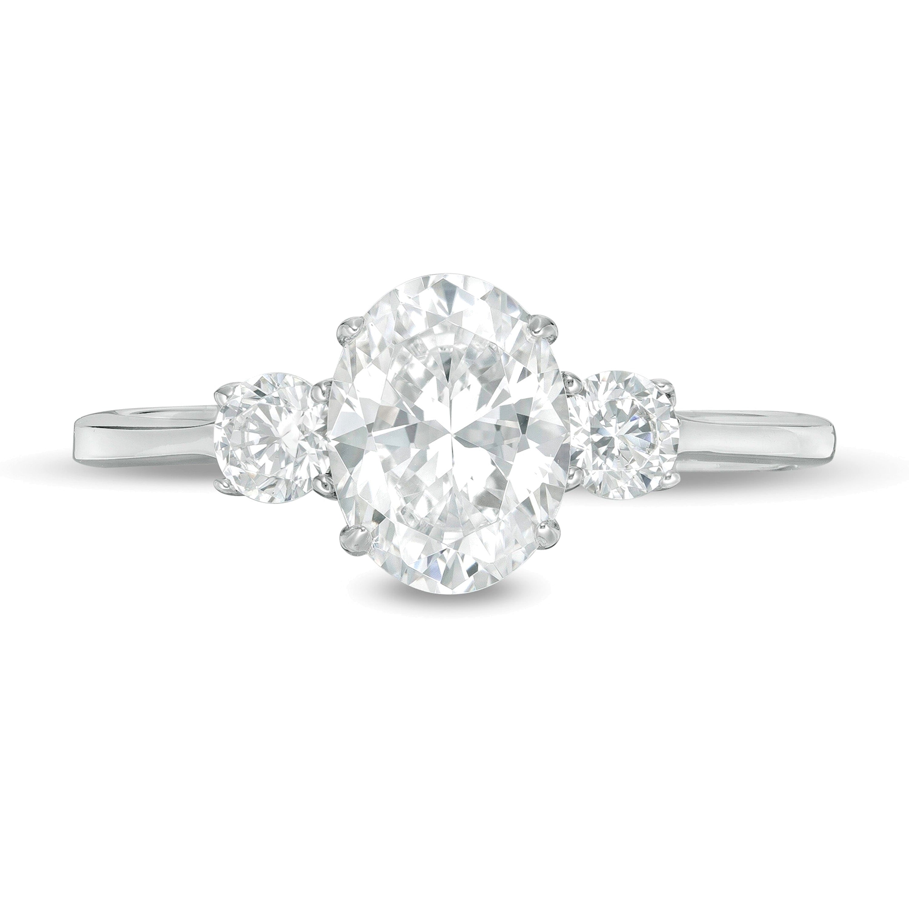 1.25 CT. Gesamtgewicht Dreistein-Verlobungsring mit Diamanten in Oval und rund in 14K Weißgold