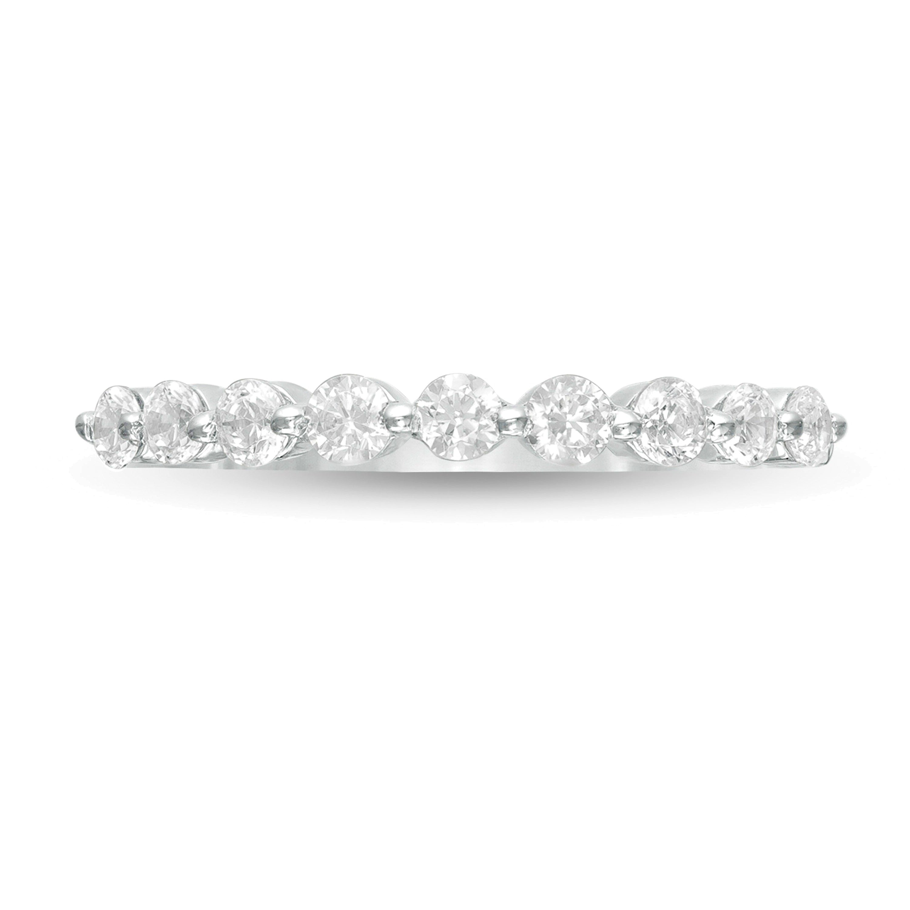 Memoire-Ring mit neun Diamanten 0.38 ct. Gesamtgewicht in 10K Weißgold