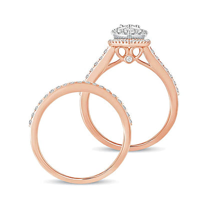 Braut-Set mit Diamanten in Marquise- und Rundschliff 1.0 ct. Gesamtgewicht in 10K Roségold